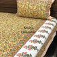 Yellow Floral Jaal Cotton King Size Bedsheet