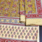 Greenish Mustard and Maroon Kalamkari Cotton King Size Bedsheet