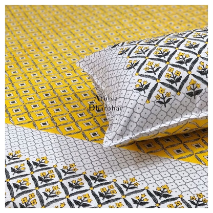 Yellow Mughal Jaal Bedsheet