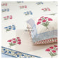 Pink and Blue Floral Motifs Hand Block Super King Bedsheet