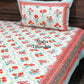 Orange & Pink Tulip Floral Motifs Cotton Bedsheet