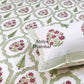 Green and Pink Mughal Jaal Hand Block Super King Bedsheet