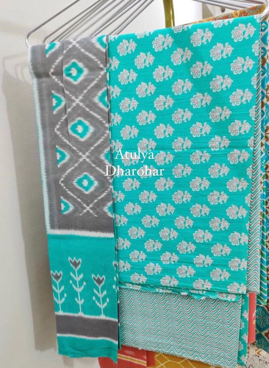 Blue Suit Fabric with Cotton Dupatta