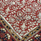 Maroon Kalamkari Hand Block Dining Table Cover