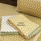 Mustard Butti Mulmul Single Dohar Pair with Super King Bedsheet Set