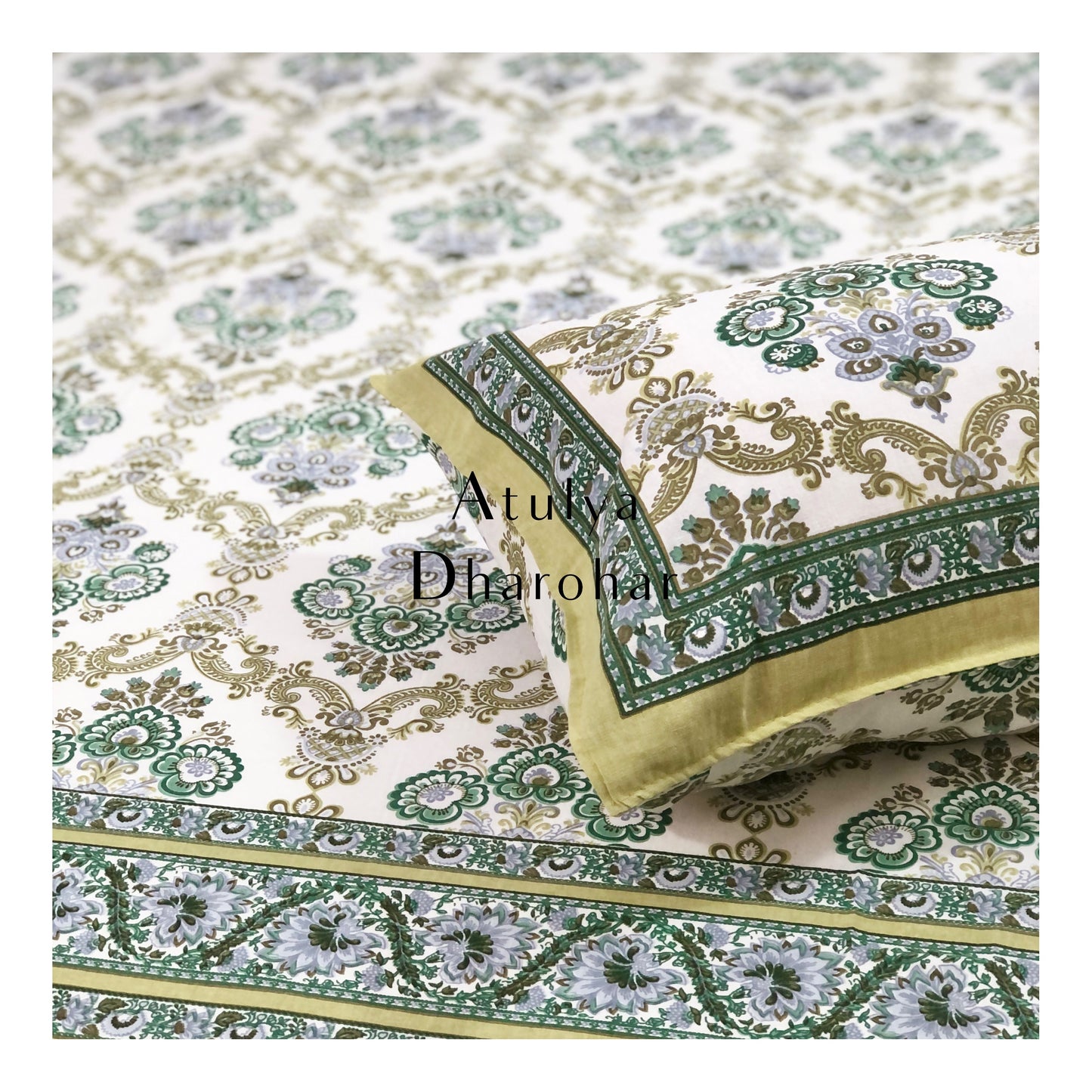 Green Mughal Jaal Bedsheet