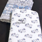 Blue and Grey Floral Cambric Cotton Single Dohar Pair