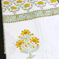 Yellow Floral Mughal Jaal Percale Cotton Hand Block Printed Super King Bedsheet