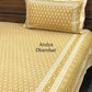Mustard Butti Mulmul Single Dohar Pair with Super King Bedsheet Set