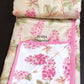 Pink and Green Floral Mulmul Double Bed Dohar