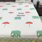 Elephant and Umbrella Motifs Hand Block Super King Bedsheet