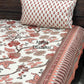 Orange Floral Jaal Cotton Super King Bedsheet