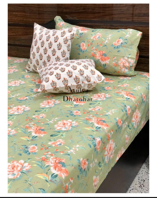 Orange Floral Motifs Cushion Cover Pair