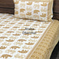 Golden Brown Elephant Motifs Cotton King Size Bedsheet