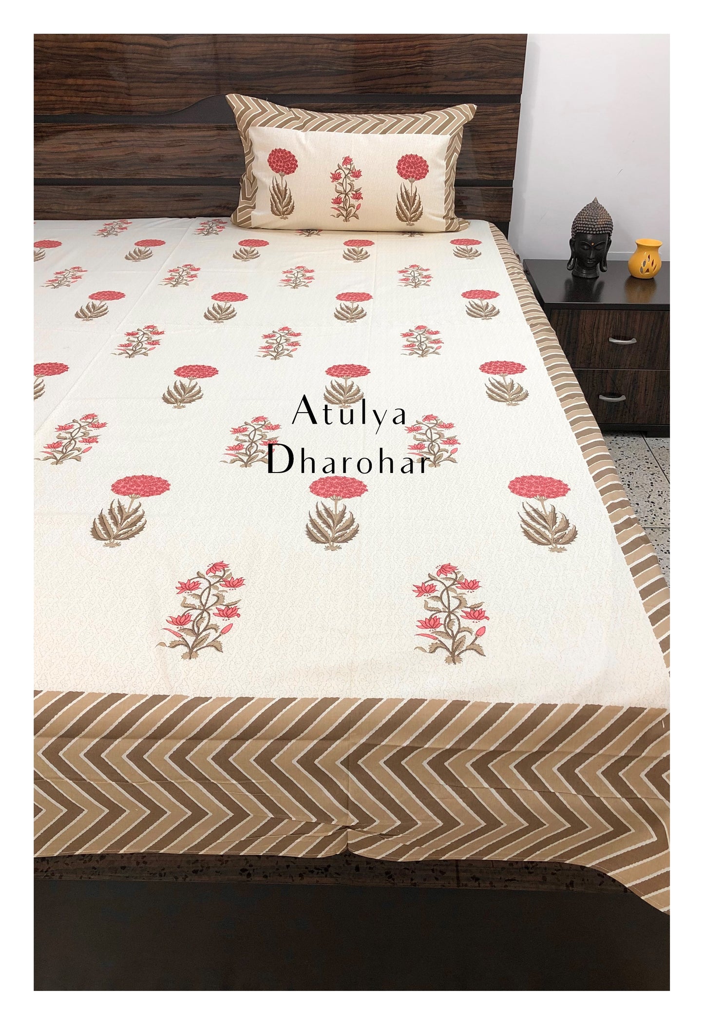 Floral Motifs King Size Bedsheet