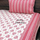Pink Mughal Motifs Cotton King Size Bedsheet