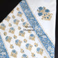 Blue and Brown Floral Motifs Hand Block Printed Waffle Cotton Towel