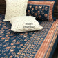 Navy Blue Floral Motifs Cotton Super King Bedsheet