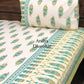 Green and Teal Blue Floral Motifs Bedsheet