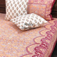 Peach Floral Jaal Cotton King Size Bedsheet