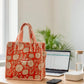 Orange Floral Mini Tote Bag with Zip