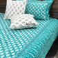 Turquoise Floral Motifs Cotton Super King Bedsheet