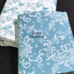 Turquoise Blue Floral Cambric Cotton Single Dohar Pair