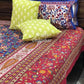 Blue & Red Floral Jaal Cotton Super King Bedsheet