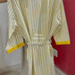Yellow Strips Hand Block Printed Waffle Cotton Bathrobe