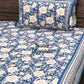 Blue Floral Jaal Cotton Super King Bedsheet