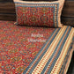 Maroon and Mustard Kalamkari Cotton King Size Bedsheet