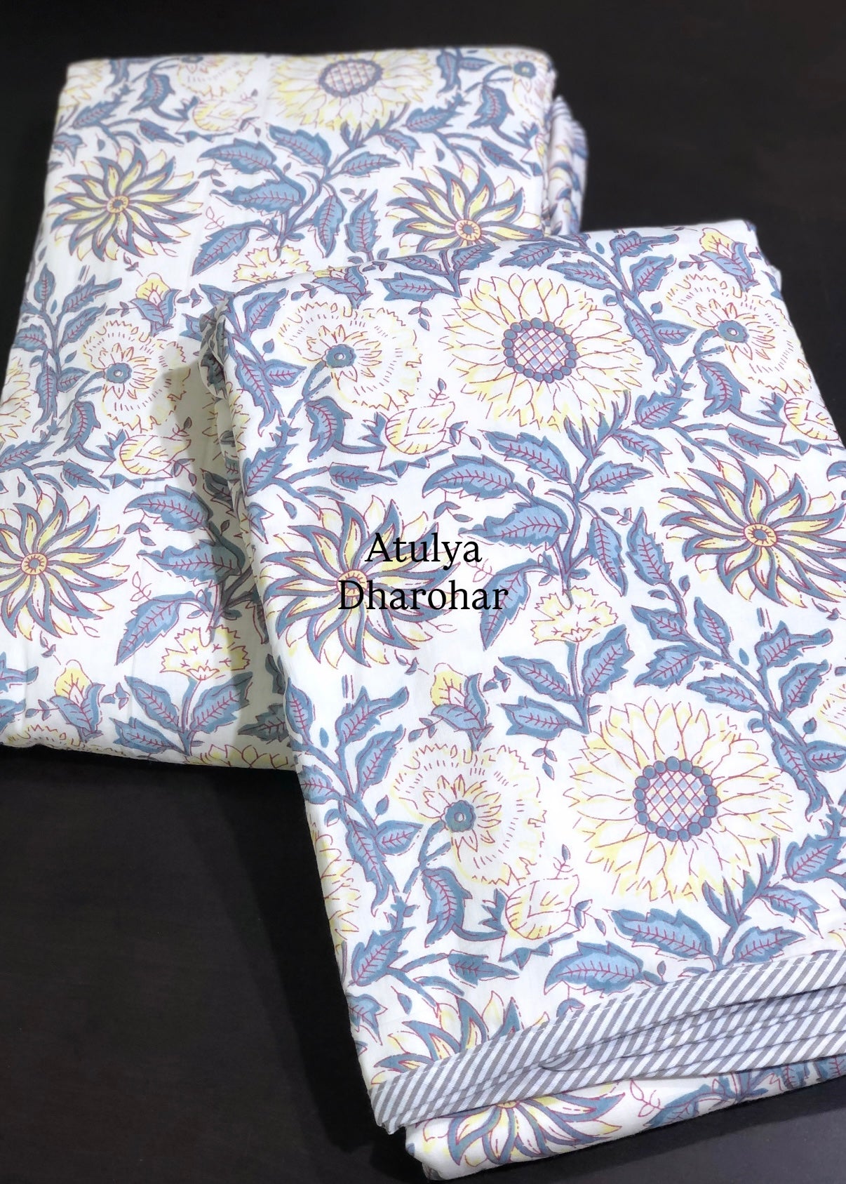 Yellow Floral Jaal Mulmul Single Dohar Pair