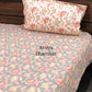 Grey & Pink Floral Jaal Cotton King Size Bedsheet