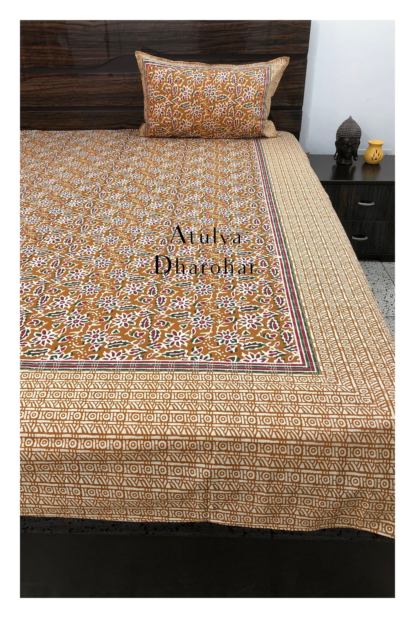 Mustard Floral Jaal Bedsheet