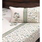 Designer Green and Turquoise Floral Hand Block Super King Bedsheet