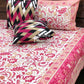 Pink Floral Jaal Super King Bedsheet