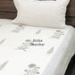 Grey and Green Floral Motifs Percale Cotton Hand Block Super King Bedsheet