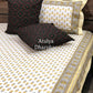 Yellow Floral Motifs Cotton King Size Bedsheet