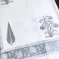 Blue and Grey Floral Motifs Percale Cotton Hand Block Printed Super King Bedsheet
