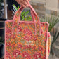 Peach and Pink Floral Mini Tote Bag with Zip