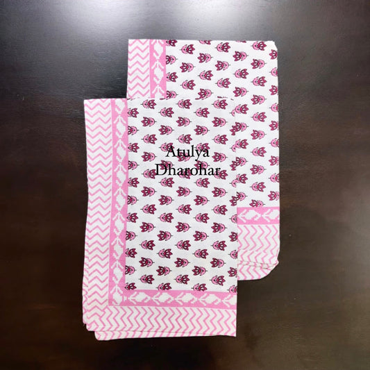 Pink Floral Motifs Pillow Covers