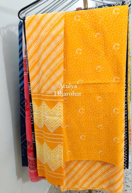 Yellow Suit Fabric with Cotton Dupatta