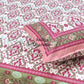 Pink and Green Ikat Cotton Super King Bedsheet