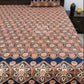 Indigo and Red Floral Mughal Jaal Super King Cotton Bedsheet