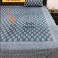 Bluish Grey Butti Cotton King Size Bedsheet