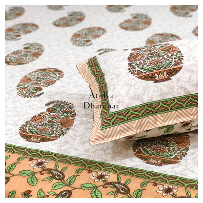 Brown Paisley Motifs Bedsheet