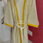 Yellow Strips Hand Block Printed Waffle Cotton Bathrobe