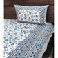 Blue and Grey Floral Jaal Cotton Bedsheet