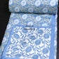 Blue Floral Jaal Mulmul Double Bed Dohar