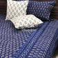 Indigo Butti Hand Block Printed Super King Bedsheet